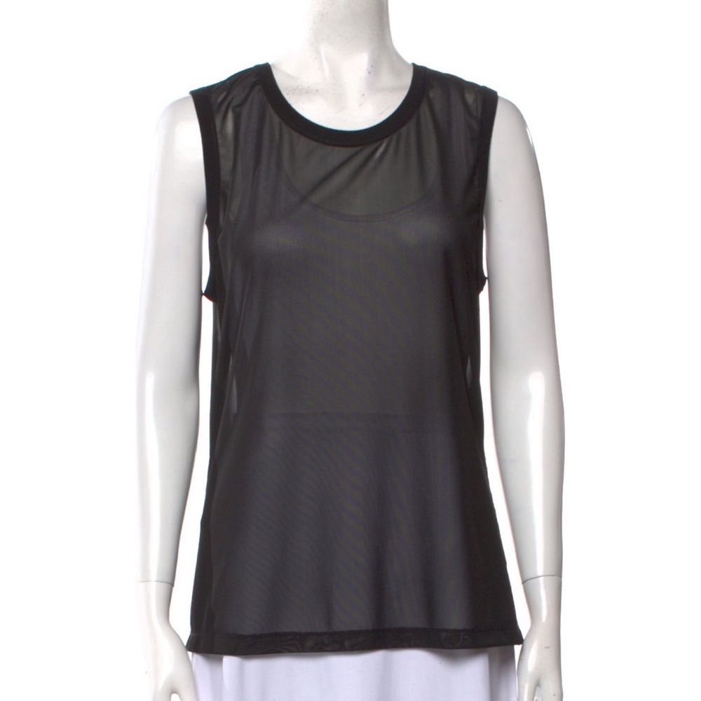 Saks Fifth Avenue Black Mesh Sleeveless Tank | Size L